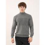 Dufy Gri Melanj Erkek Regular Fit Desenli Dik Yaka Kazak - 90649
