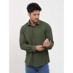 Dufy Haki Erkek Slim Fit Gofre Desenli Brent Yaka Uzun Kol Gömlek - 38