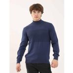Dufy İndigo Erkek Regular Fit Desenli Dik Yaka Kazak - 90634