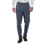 Dufy İndigo Erkek Slim Fit Çizgili Keten Pantolon - 104537
