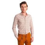 Dufy Kahverengi Erkek Slim Fit Baskılı Paul Yaka Uzun Kol Gömlek - 60643