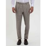 Dufy Kahverengi Erkek Slim Fit Çizgili Keten Pantolon - 104544