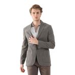 Dufy Kahverengi Erkek Slim Fit Ekose Desenli Mono Yaka Ceket - 95400