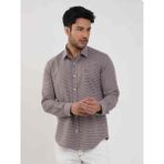 Dufy Kahverengi Erkek Slim Fit Puantiyeli Brent Yaka Uzun Kol Gömlek - 44