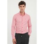 Dufy Kırmızı Erkek Slim Fit Desenli Brent Yaka Uzun Kol Gömlek - 42