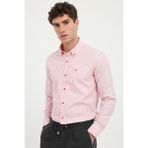 Dufy Kırmızı Erkek Slim Fit Desenli Brent Yaka Uzun Kol Gömlek - 46