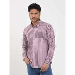Dufy Kırmızı Erkek Slim Fit Puantiyeli Brent Düğmeli Yaka Uzun Kol Gömlek - 44