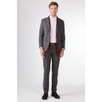 Dufy Koyu Gri Erkek Regular Fit Düz Mono Yaka Takım Elbise - 106912 - 50
