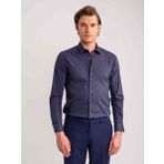 Dufy Lacivert Erkek Ekstra Slim Fit Düz Brent Yaka Uzun Kol Gömlek - 62471