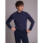 Dufy Lacivert Erkek Ekstra Slim Fit Düz Klasik Yaka Uzun Kol Gömlek - 46