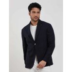 Dufy Lacivert Erkek Slim Fit Çizgili Casual Mono Yaka Ceket - 60