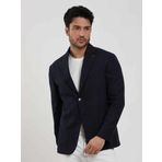 Dufy Lacivert Erkek Slim Fit Çizgili Casual Mono Yaka Ceket - 97108