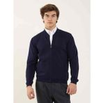 Dufy Lacivert Erkek Slim Fit Düz Bomber Yaka Kazak - 96347