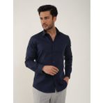 Dufy Lacivert Erkek Slim Fit Düz Klasik Yaka Uzun Kol Gömlek - 92858