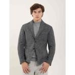 Dufy Lacivert Erkek Slim Fit Melanj Desenli Casual Mono Yaka Ceket - 50