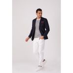Dufy Lacivert Erkek Slim Fit Mono Yaka Ceket - 48