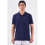 Dufy Lacivert Polo Yaka Pamuklu Düz Renk Slim Fit Erkek T-shirt
