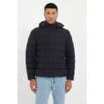 Dufy Lacivert Slim Fit Şişme Kapüşonlu Erkek Mont