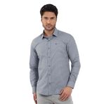 Dufy Mavi Erkek Slim Fit Desenli Brent Yaka Uzun Kol Gömlek - 102529