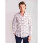 Dufy Nar Çiçeği Erkek Slim Fit Desenli Brent Düğmeli Yaka Uzun Kol Gömlek - 58342