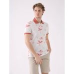 Dufy Pudra Erkek Slim Fit Çiçek Desenli Casual Polo Yaka T-shirt - 2XL