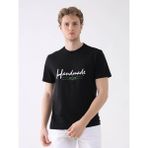 Dufy Siyah Erkek Regular Fit Baskılı Casual O Yaka T-shirt - M