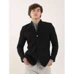 Dufy Siyah Erkek Slim Fit Balıksırtı Desenli Mono Yaka Ceket - 91215 - 58