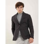 Dufy Siyah Erkek Slim Fit Melanj Desenli Casual Mono Yaka Ceket - 50