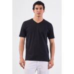 Dufy Siyah V Yaka Pamuklu Düz Renk Slim Fit Erkek T-Shirt - 3XL