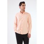Dufy Somon Erkek Slim Fit Düz Brent Düğmeli Yaka Uzun Kol Gömlek - 102484 - 38