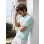 Dufy Su Yeşili Erkek Slim Fit Balıksırtı Desenli Polo Yaka Kazak - 104556