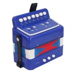 Düğme Akordeon, 7 Tuş Kontrolü 2 Bas Çocuk Eğitim Müzik Aleti Yeni Başlayanlar İçin Sahne Performansı Uygulaması (BLUE)