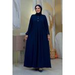 Düğme Detaylı Elbise 6028 Lacivert - 48