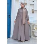 Düğme Detaylı Elbise 6028 Vizon - 38