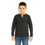 Düğme Detaylı Mevsimlik Uzun Kollu Kaşkorse Kumaş Sweatshirt Antrasit Renk Erkek Çocuk