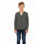 Düğme Detaylı Mevsimlik Uzun Kollu Kaşkorse Kumaş Sweatshirt Yeşil Renk Erkek Çocuk