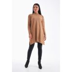 Düğme Detaylı Vanezya Tunik - Camel - Standart