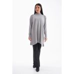 Düğme Detaylı Vanezya Tunik - Gri - Standart