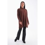 Düğme Detaylı Vanezya Tunik - Kahverengi - Standart