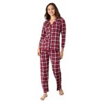 Düğme Kapanma Detaylı Kare Desenli Kadın Pijama Takımı XL