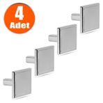 Düğme Kulp Kare Çekmece Dolap Dolabı Kapak Kulpu Kulpları Kulbu Metal Krom (4 Adet) Mobilya Mutfak