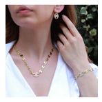 Düğme Modeli Zirkon Taşlı Gold Kaplama Gümüş Set