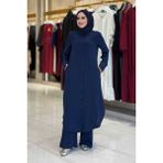 Düğmeli Cepli Tunik ve Pantolon Ikili Takım 8682 Lacivert - 38