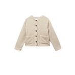 Düğmeli Cepli Uzun Kollu Yuvarlak Yaka Crop Peluş Bomber Ceket
