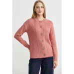 Düğmeli Oversize Angora Triko Hırka - Gül