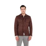 Dügmeli Spor Erkek Slim Fit Süet Trençkot-Mont Kahverengi 52