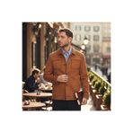 Dügmeli Spor Erkek Slim Fit Süet Trençkot-Mont Turuncu 52
