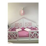 düğüm yastık 500 cm 3 örgü BEŞİK KORUMALIK - Tozpembe şeker pembe beyaz ( 90x190 cm yataklara uygundur )