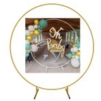 Düğün Bahçe Kemer Töreni için Yuvarlak Zemin Standı Metal Daire Balon Kemer Çerçevesi Bahçe Kafesli Tasarım Düğün Dekorasyonu için Ekstra Büyük Altın Kemer Standı (1,8 m)