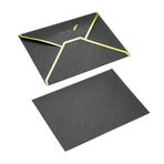 Düğün Davetiyeleri, 20'li Paket Çok Renkli V Kapaklı Zarflar 7x5 inç İnci Kaplamalı Kağıt Altın Kenar Davetiye(Black)